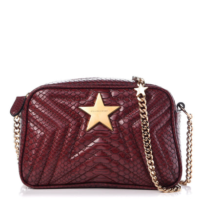 Stella McCartney Snakeskin Effect Small Star Patch Shoulder Bag Burgundy 1 of 7
