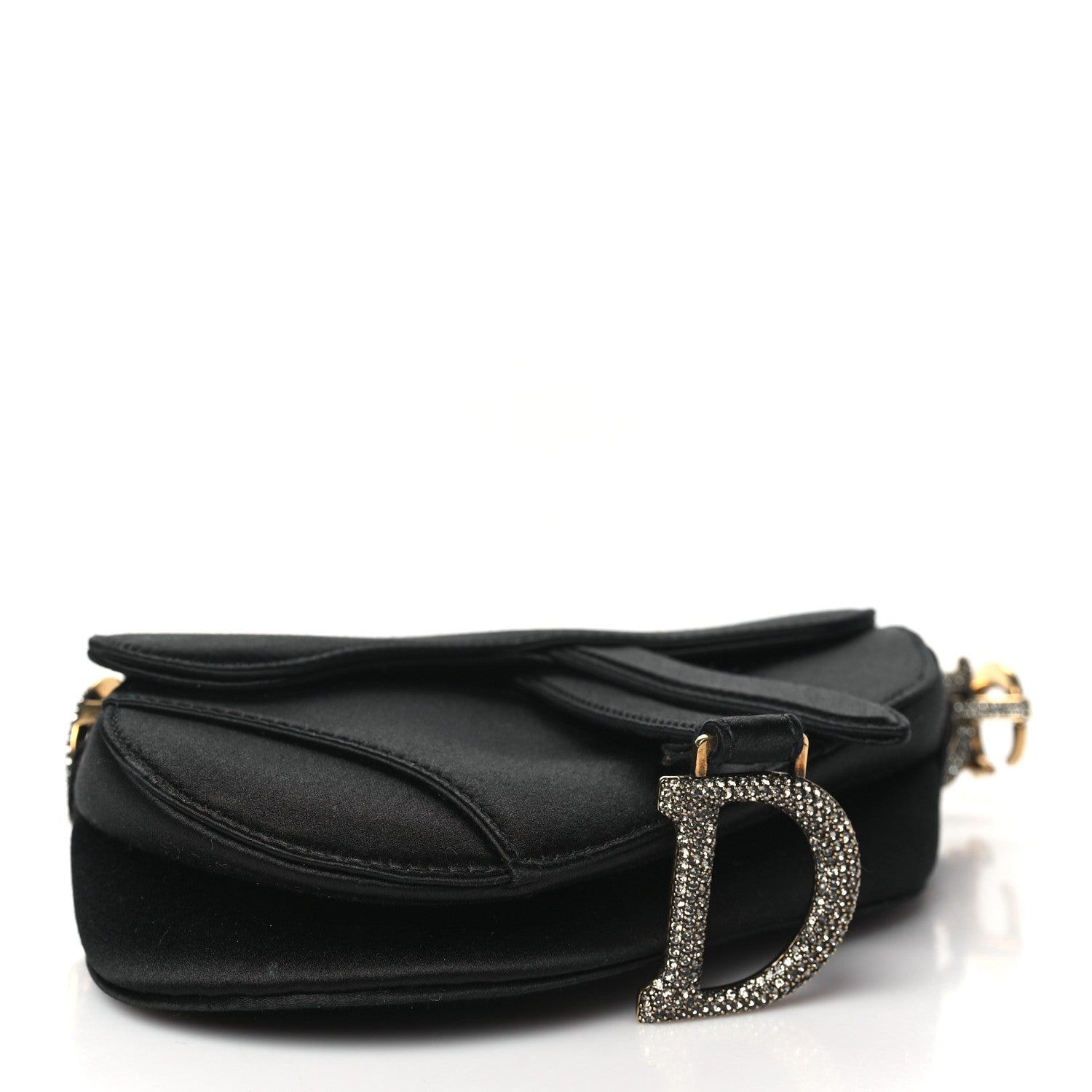 Christian Dior Satin Crystal Mini Saddle Bag Black 4 of 9