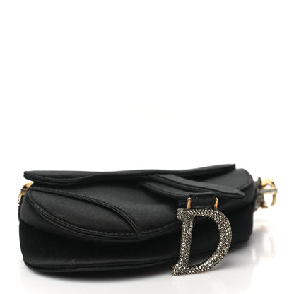 Christian Dior Satin Crystal Mini Saddle Bag Black 4 of 9
