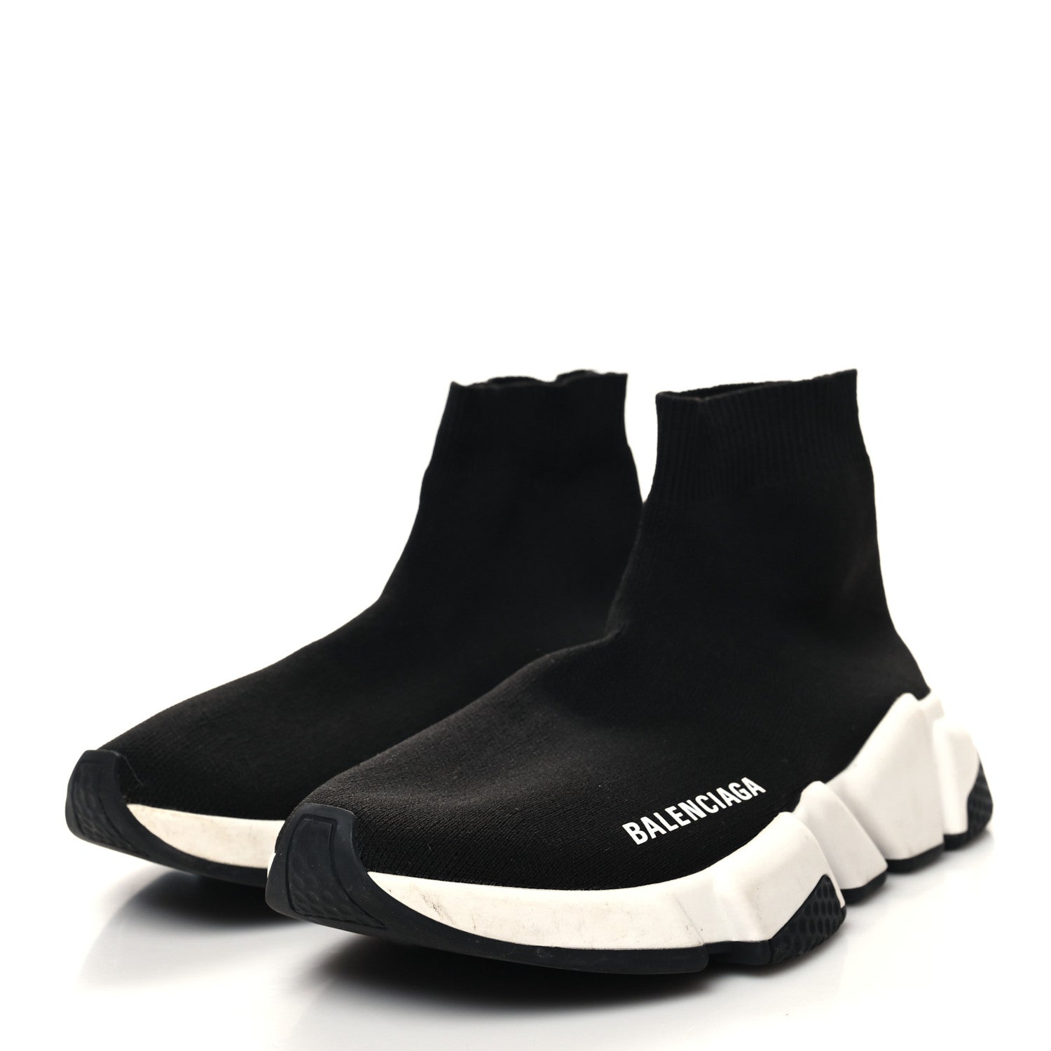 Balenciaga Neoprene Knit Womens Speed Sneakers 36 Black White 3 of 9