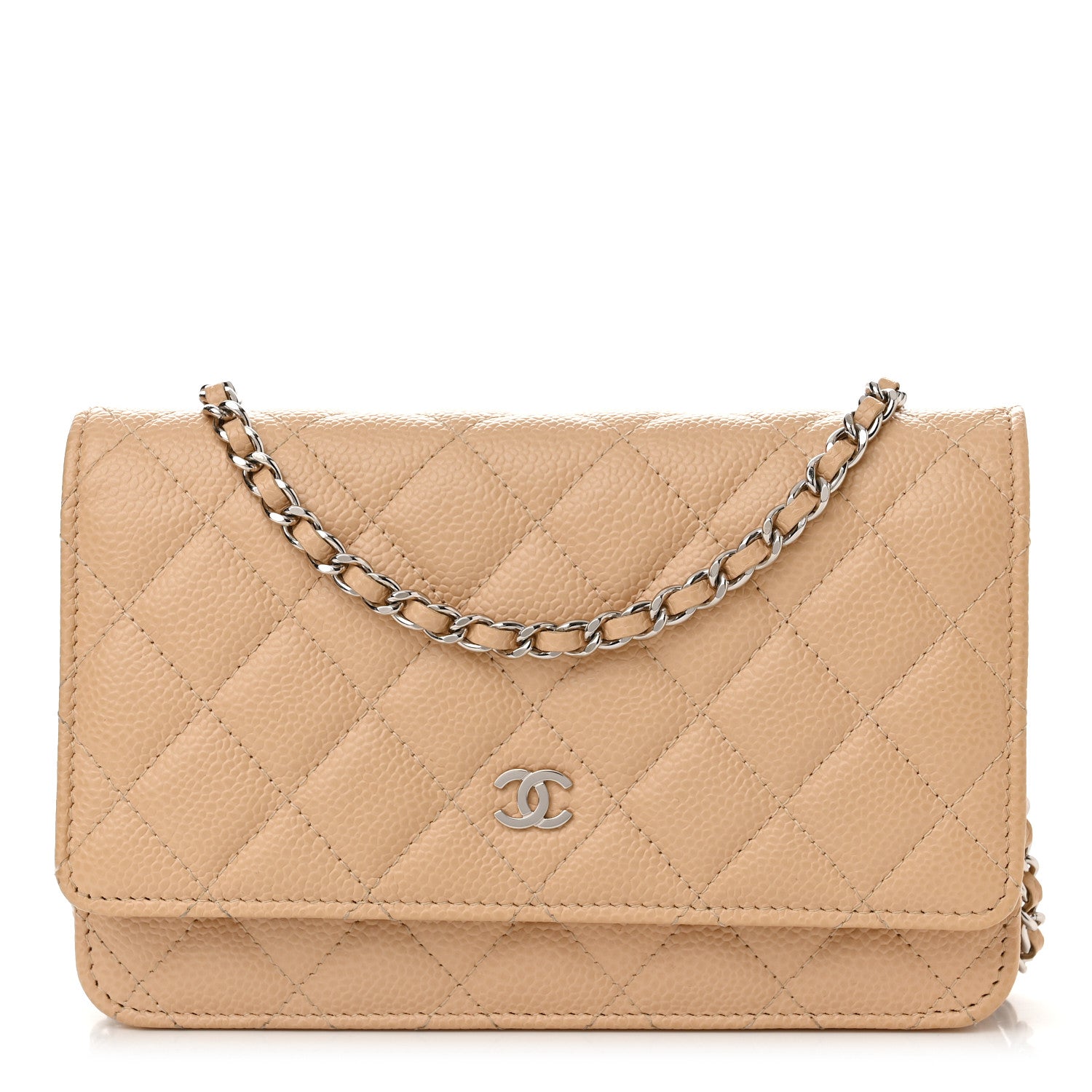 Chanel Caviar Quilted Wallet On Chain WOC Beige 2 of 12