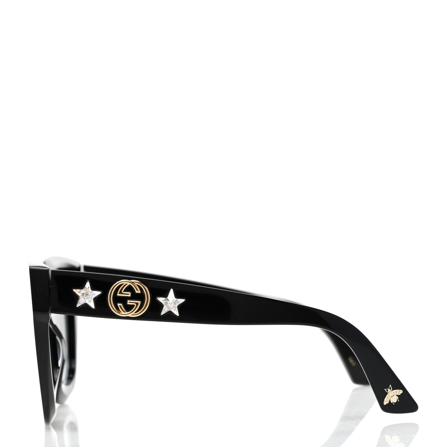 Acetate Crystal Star Round Frame Sunglasses GG0208S Black