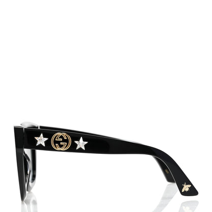 Gucci Acetate Crystal Star Round Frame Sunglasses GG0208S Black 3 of 8