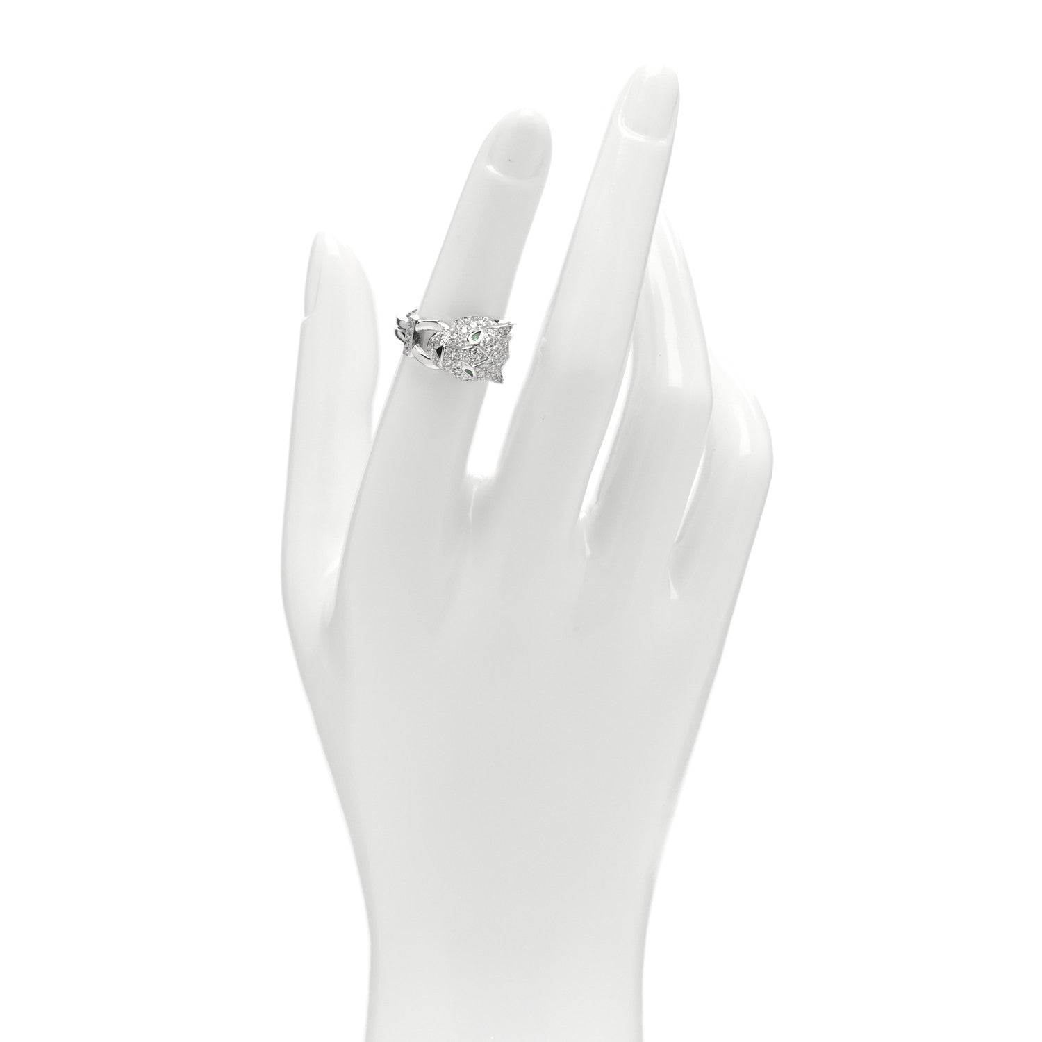 Cartier 18K White Gold Diamond Emerald Black Onyx Panthere de Cartier Ring 49 4.75 2 of 6