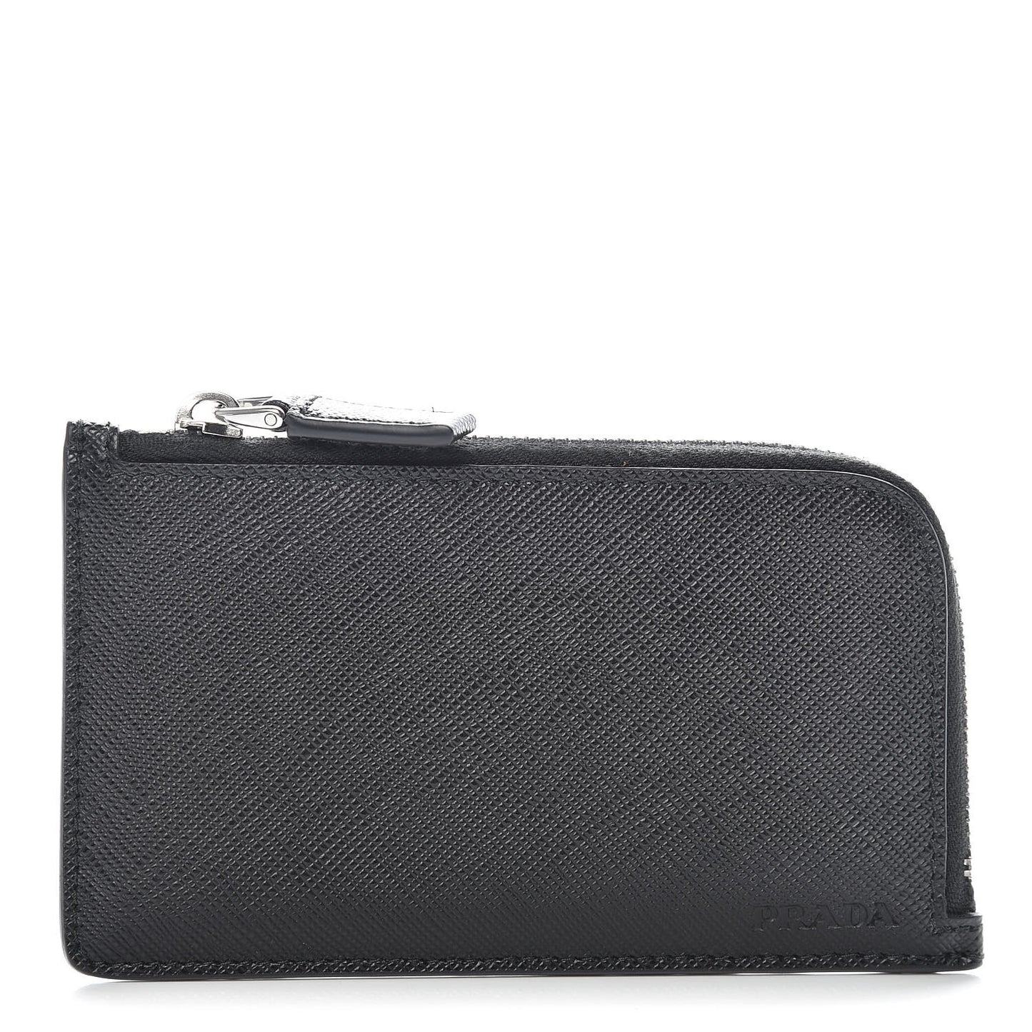 Saffiano Metal Zip Card Holder Black