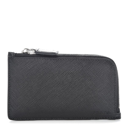 Prada Saffiano Metal Zip Card Holder Black 1 of 8