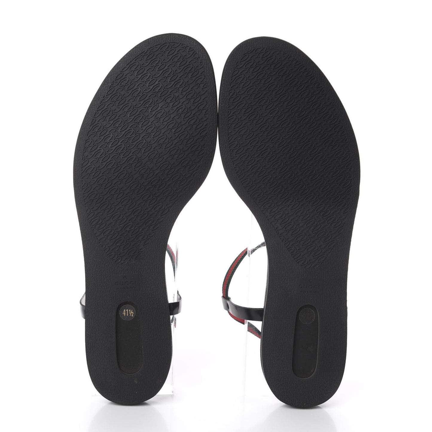 Calfskin Web Thong Sandals 41.5 Black