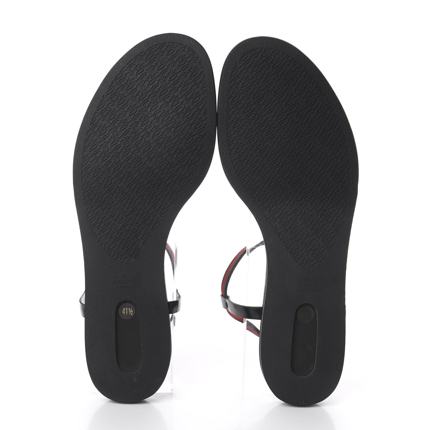 Gucci Calfskin Web Thong Sandals 41.5 Black 7 of 7