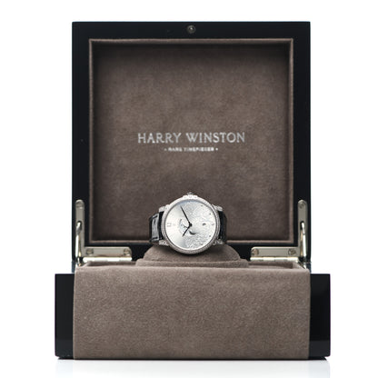 Harry Winston 18K White Gold Alligator Diamond Bezel 39mm Midnight Moon Phase Quartz Watch 4 of 4