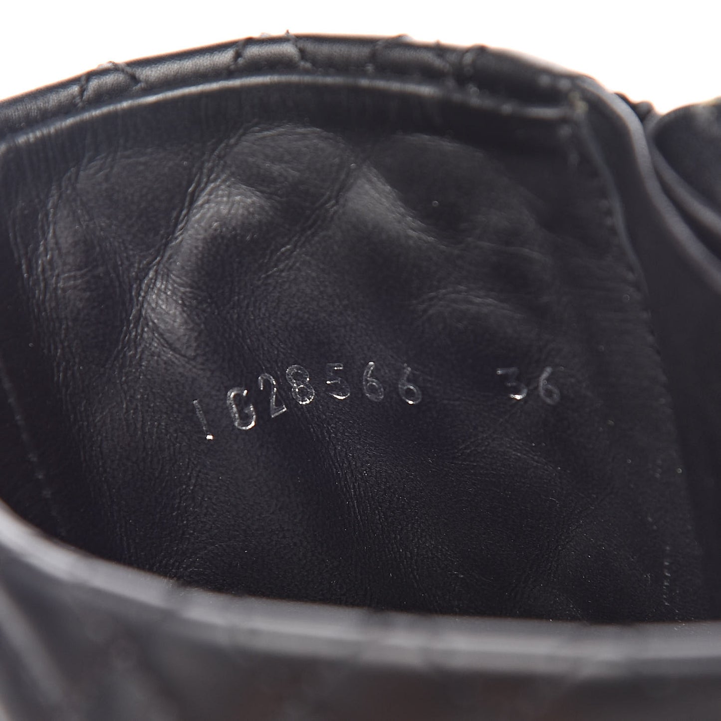 Calfskin Quilted Biker Boots 36 Black