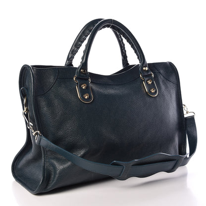 Balenciaga Chevre Gold Metallic Edge Hardware City Bleu Paon 3 of 9