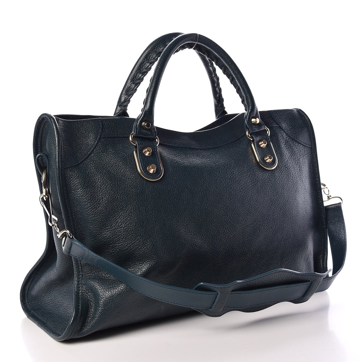 Chevre Gold Metallic Edge Hardware City Bleu Paon