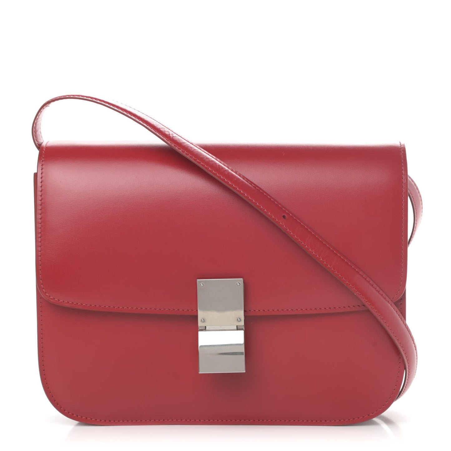 Box Calfskin Medium Classic Box Flap Bag Red