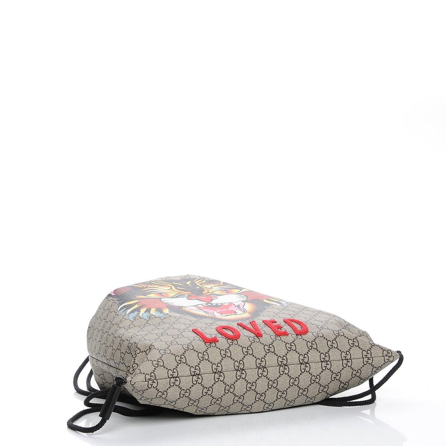 GG Supreme Monogram Angry Cat Drawstring Backpack