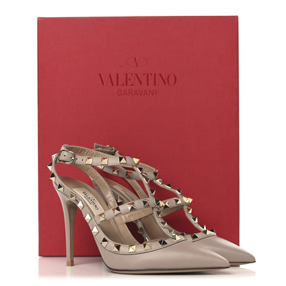 Valentino Garavani Calfskin Nappa Rockstud Ankle Strap 100mm Pumps 35 Poudre 12 of 12