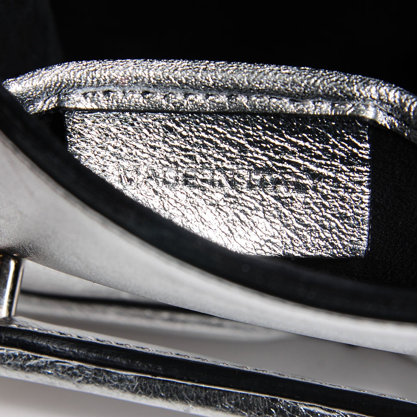 Metallic Lambskin Mini Heroine Chain Satchel Silver