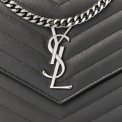 Saint Laurent Grain De Poudre Matelasse Chevron Monogram Chain Wallet Earth 7 of 10