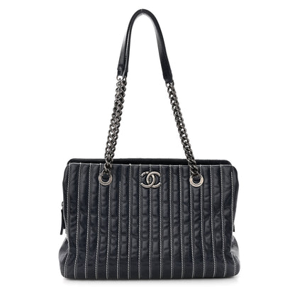 Chanel Lambskin Vertical Quilted Tote Navy 1 of 10