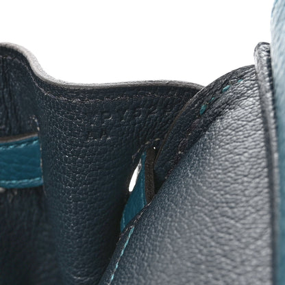 Hermes Togo Verso Birkin 25 Vert Bosphore Bleu Ocean 7 of 10