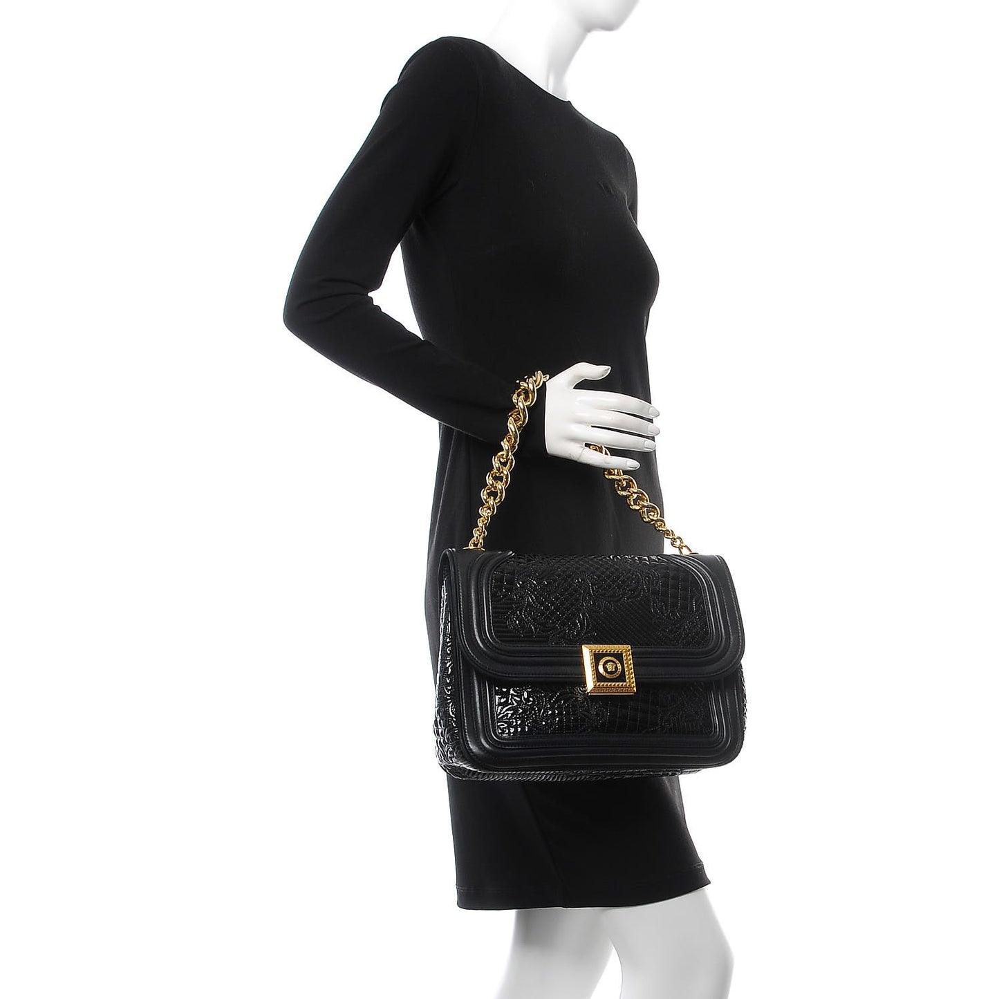 Patent Vanitas Shoulder Bag Black
