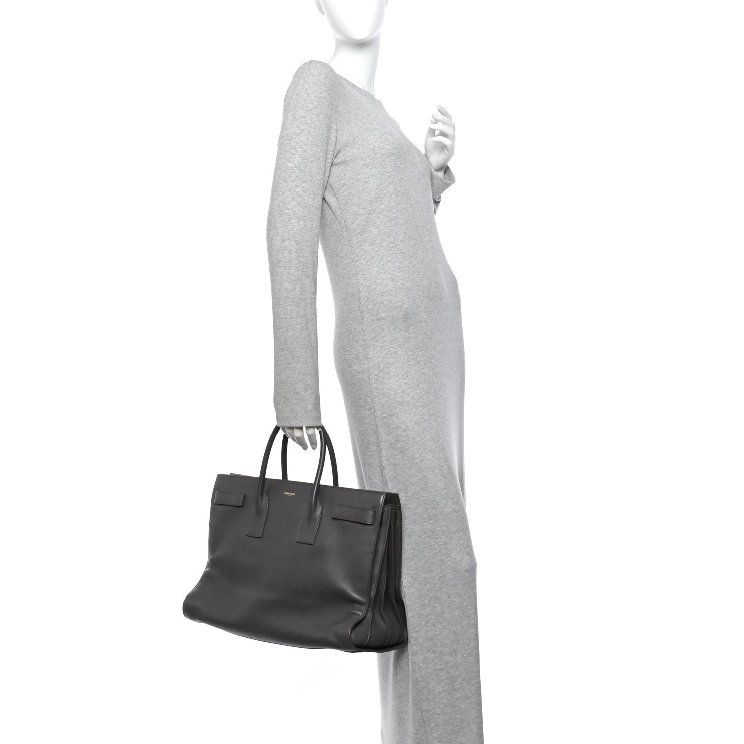 Saint Laurent Calfskin Large Sac de Jour Carryall Grey 2 of 16