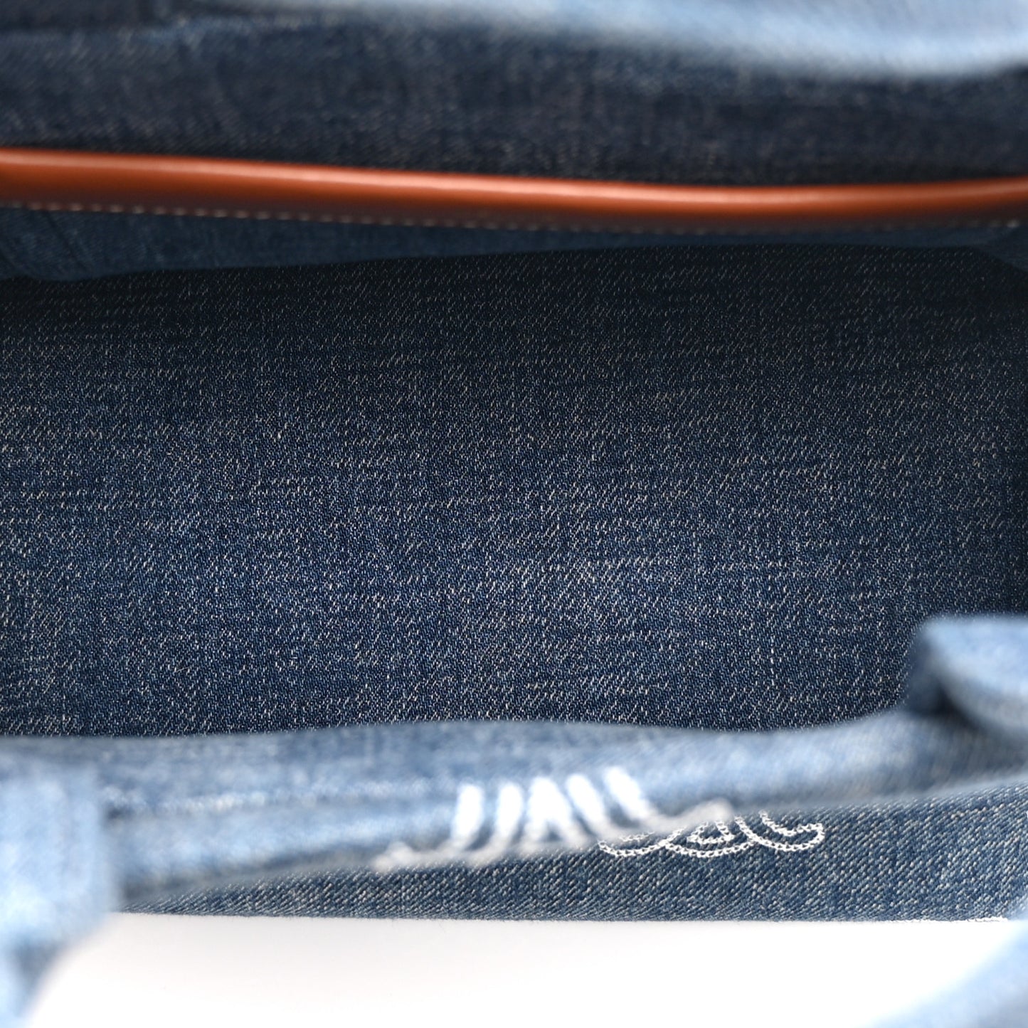 Denim Calfskin Triomphe Print Cabas Blue Tan
