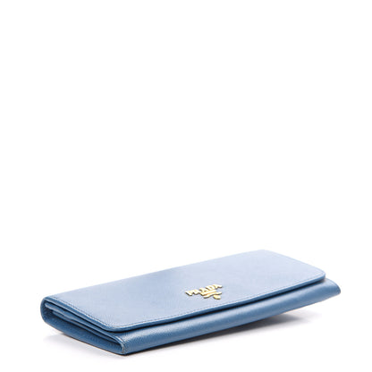 Prada Saffiano Metal Continental Flap Wallet Cobalto 3 of 11