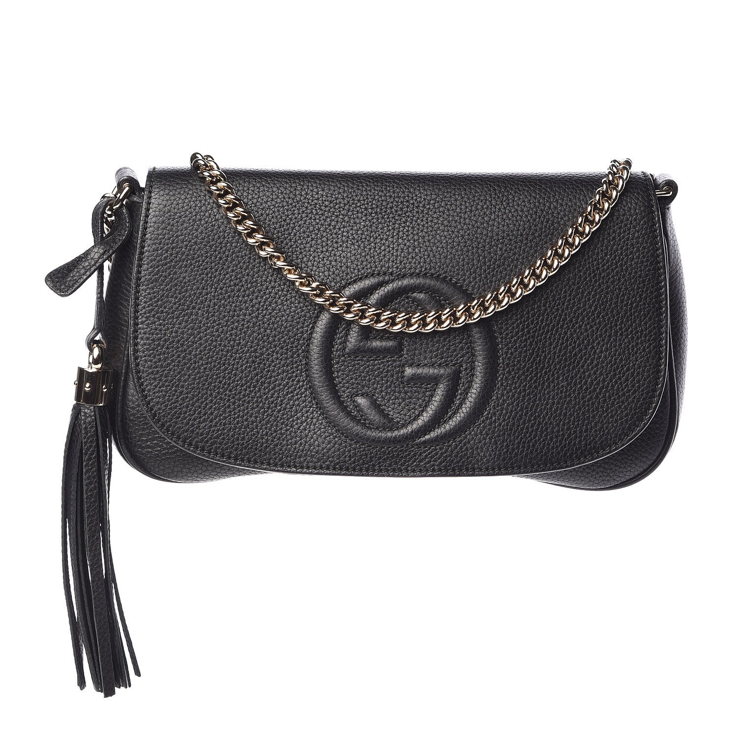 Gucci Pebbled Calfskin Medium Soho Flap Crossbody Black 1 of 9
