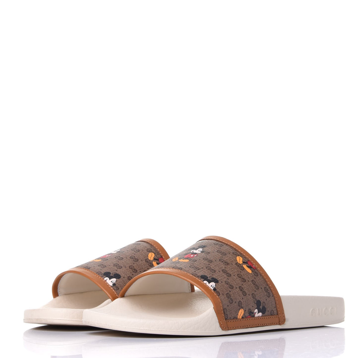 X DISNEY Mini Vintage GG Supreme Monogram Mickey Mouse Womens Slide Sandals 38 Beige Vintage Sun Oil