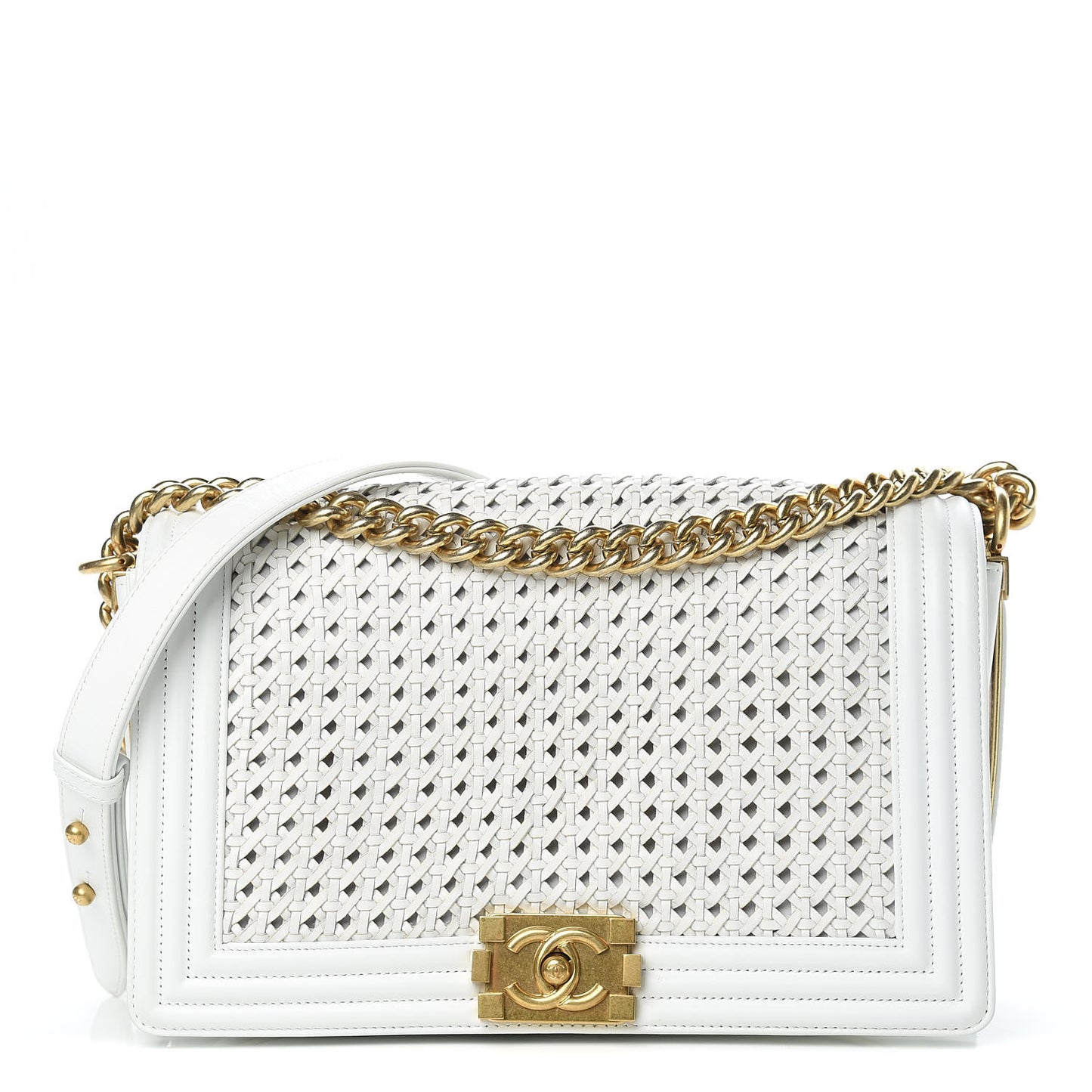 Sheepskin Braided New Medium Boy Reverso Flap White