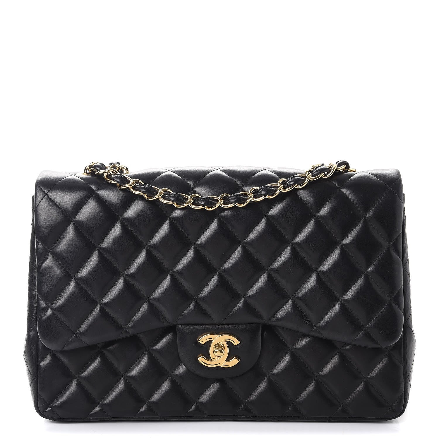Chanel Lambskin Quilted Jumbo Single Flap Black 1 of 9
