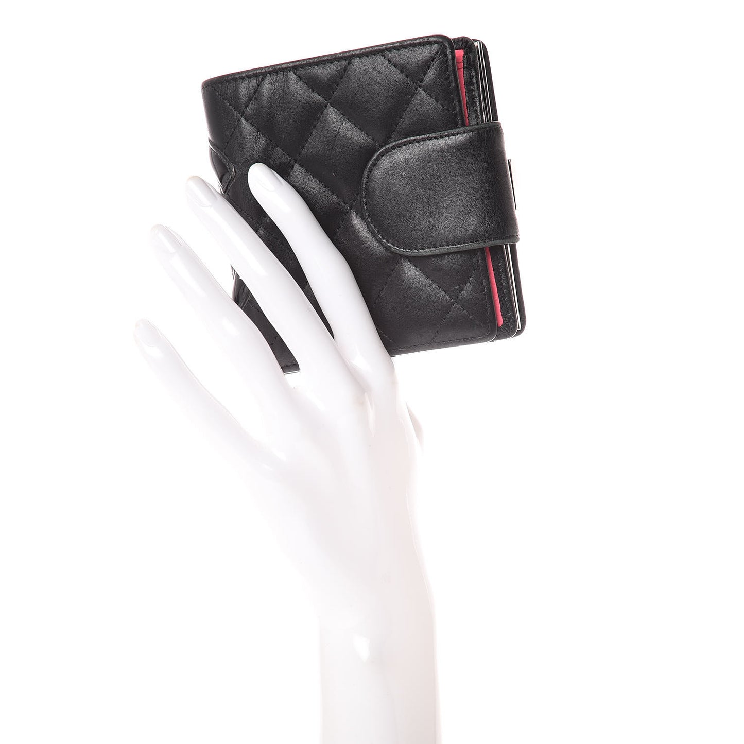 Calfskin Quilted Cambon Bi-Fold Wallet Black