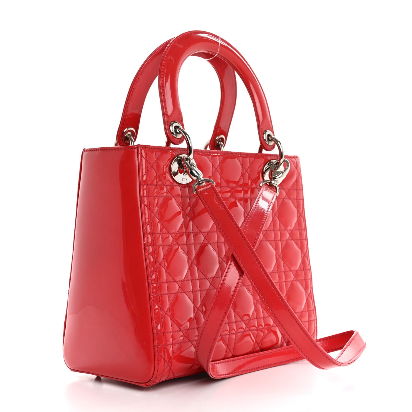 Patent Cannage Medium Lady Dior Fuchsia