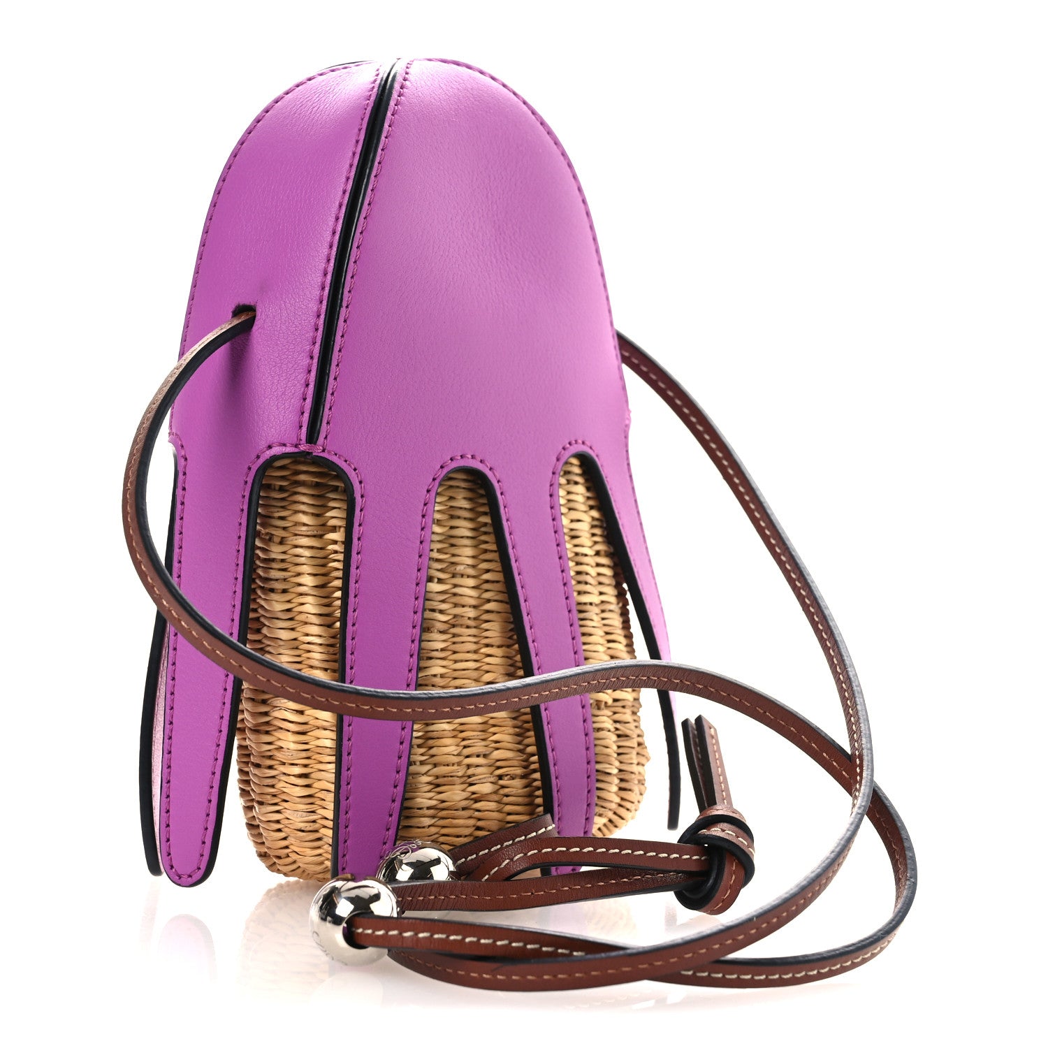 Loewe Calfskin Wicker Paula's Ibiza Octopus Mini Crossbody Natural Purple Multicolor 3 of 10