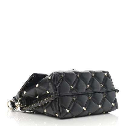 Valentino Garavani Lambskin VLTN Print Candystud Top Handle Bag Black 4 of 12