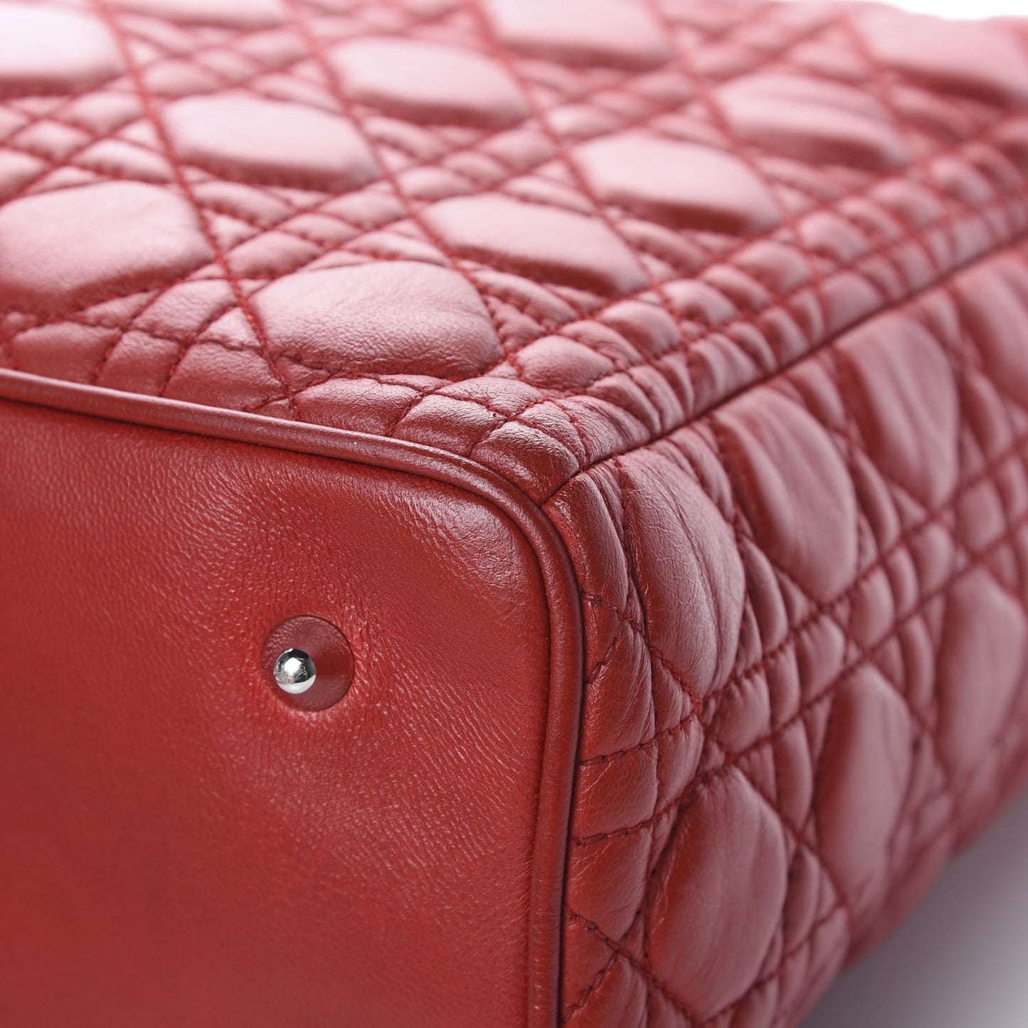 Lambskin Cannage Large Lady Dior Red