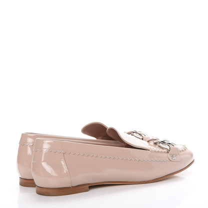 Chanel Patent Chain Moccasin Loafers 39.5 Beige 4 of 16