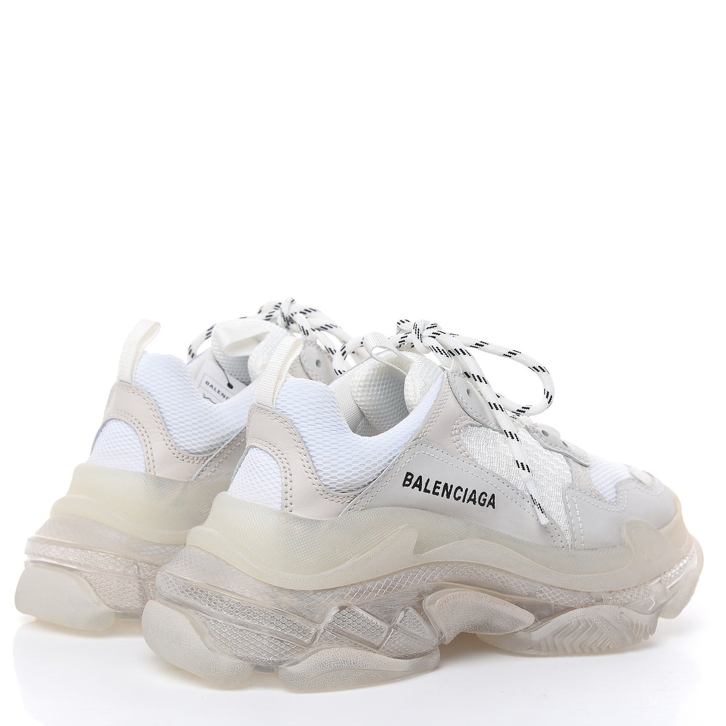 Fabric Mesh Clear Sole Womens Triple S Sneakers 38 White