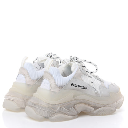 Balenciaga Fabric Mesh Clear Sole Womens Triple S Sneakers 38 White 4 of 7