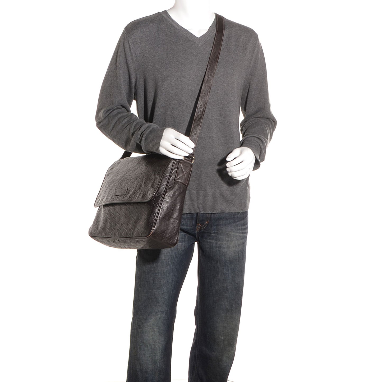 Guccissima Medium Flap Messenger Bag Chocolate
