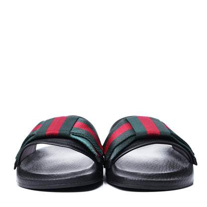 Gucci Satin Web Bow Slide Sandals 36 Black 2 of 5
