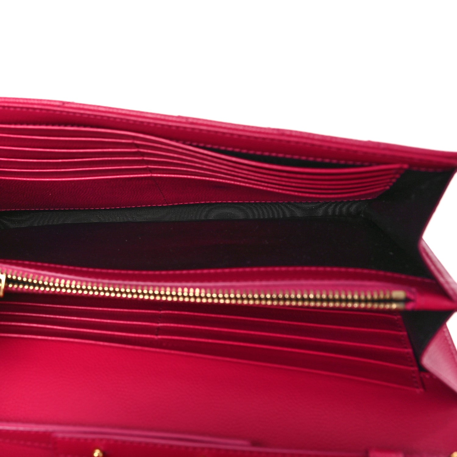 Saint Laurent Grain De Poudre Matelasse Chevron Monogram Chain Wallet Bubblegum 4 of 8
