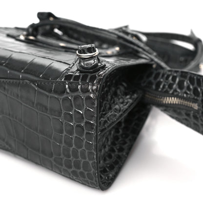 Balenciaga Calfskin Crocodile Embossed Neo Classic Silver Hardware Mini City Dark Grey 9 of 9