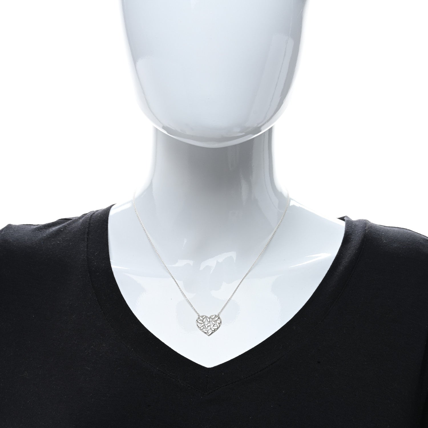 Tiffany Sterling Silver Paloma Picasso Olive Leaf Heart Pendant Necklace 3 of 4