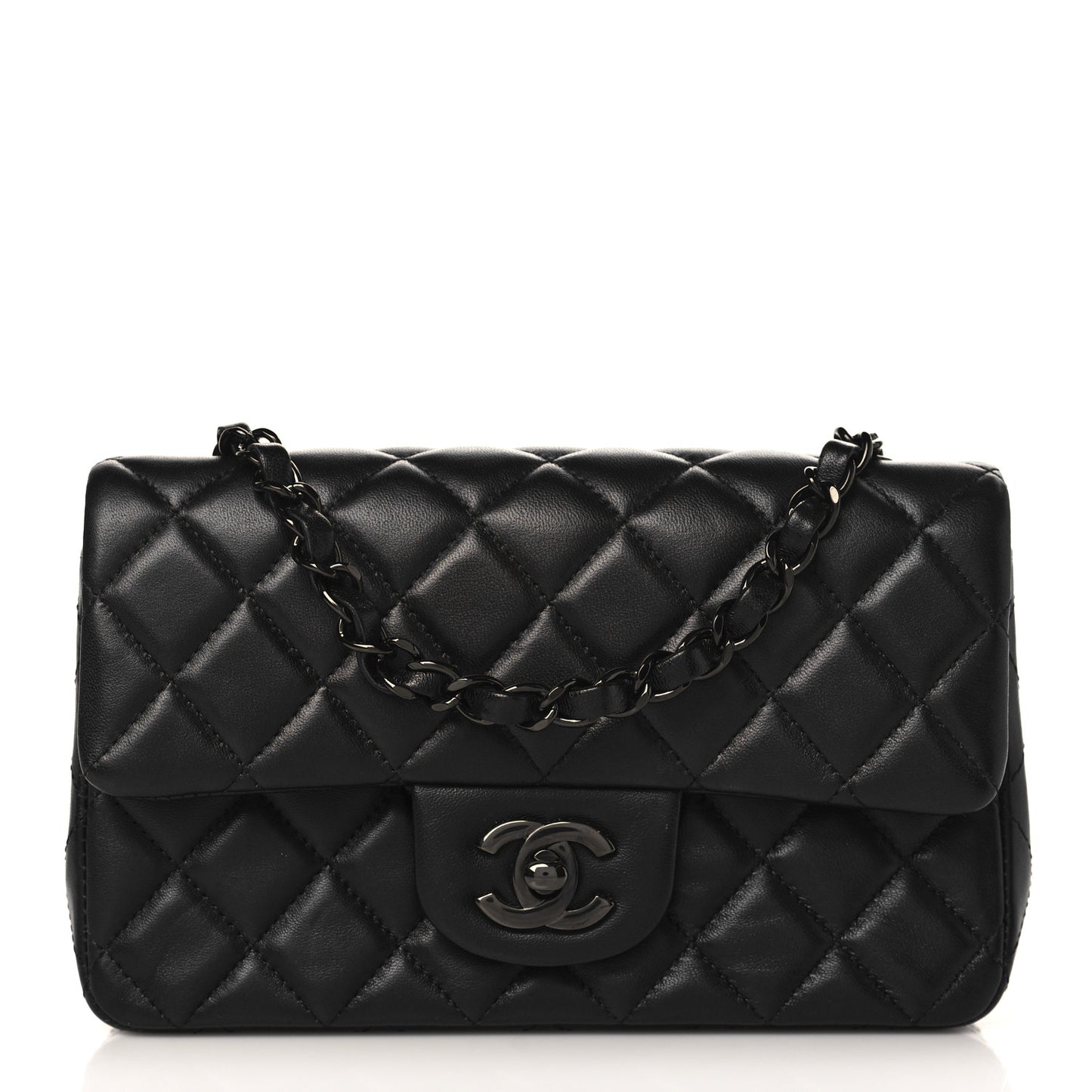Lambskin Quilted Mini Rectangular Flap So Black