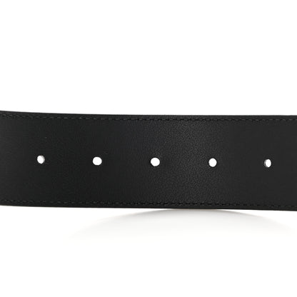 Gucci Textured Dollar Calfskin Nickel Double G 40mm Belt 80 32 Black 5 of 6