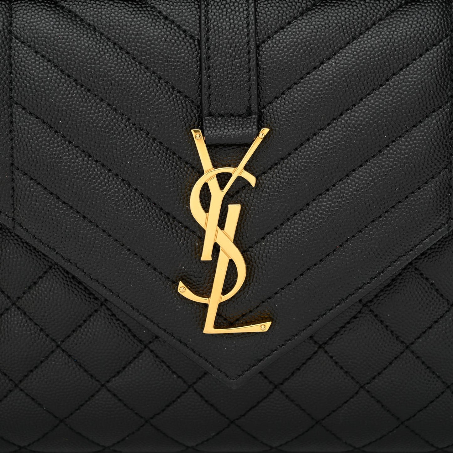 Grain De Poudre Textured Mixed Matelasse Triquilt Medium Monogram Satchel Black