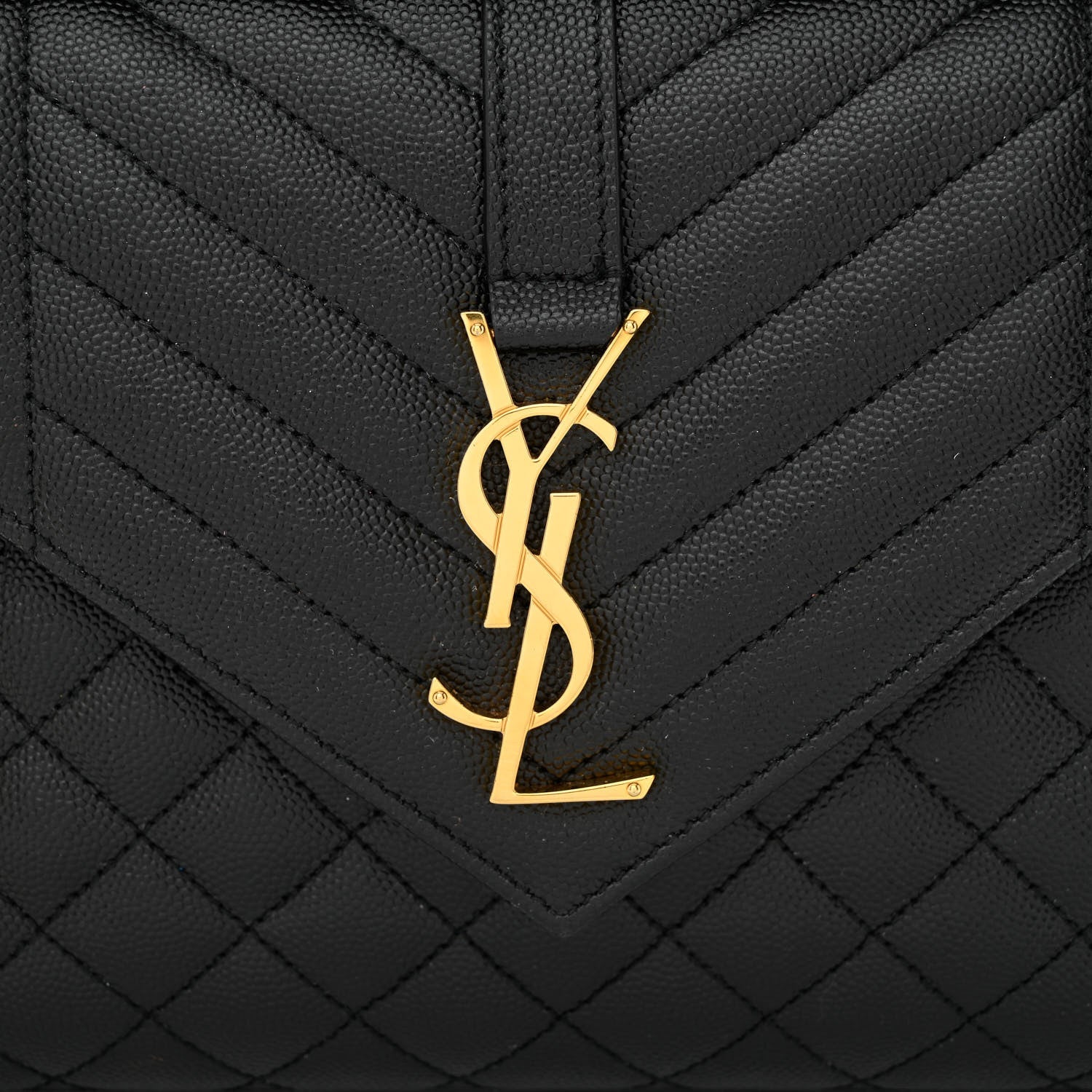 Saint Laurent Grain De Poudre Textured Mixed Matelasse Triquilt Medium Monogram Satchel Black 9 of 11