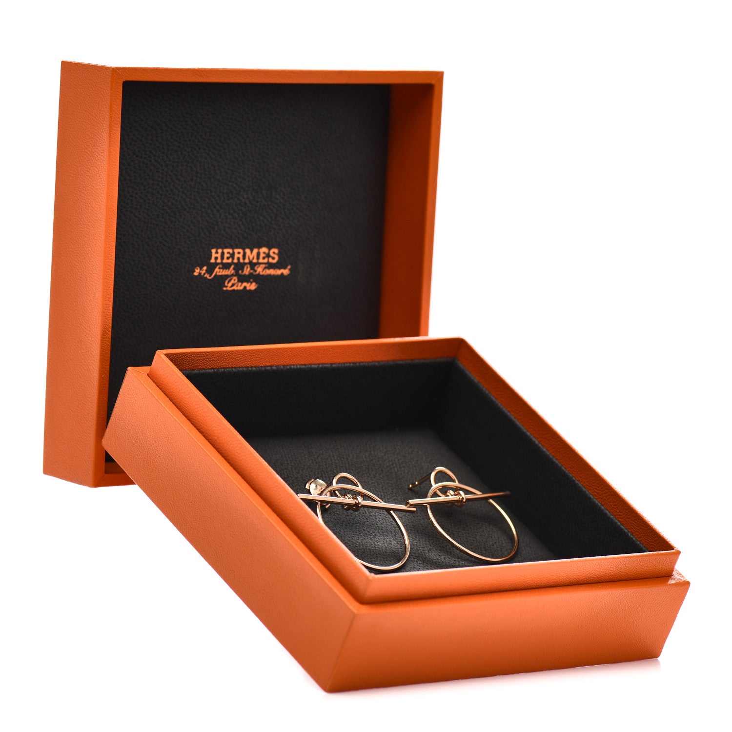 Hermes 18K Rose Gold PM Loop Earrings 5 of 5