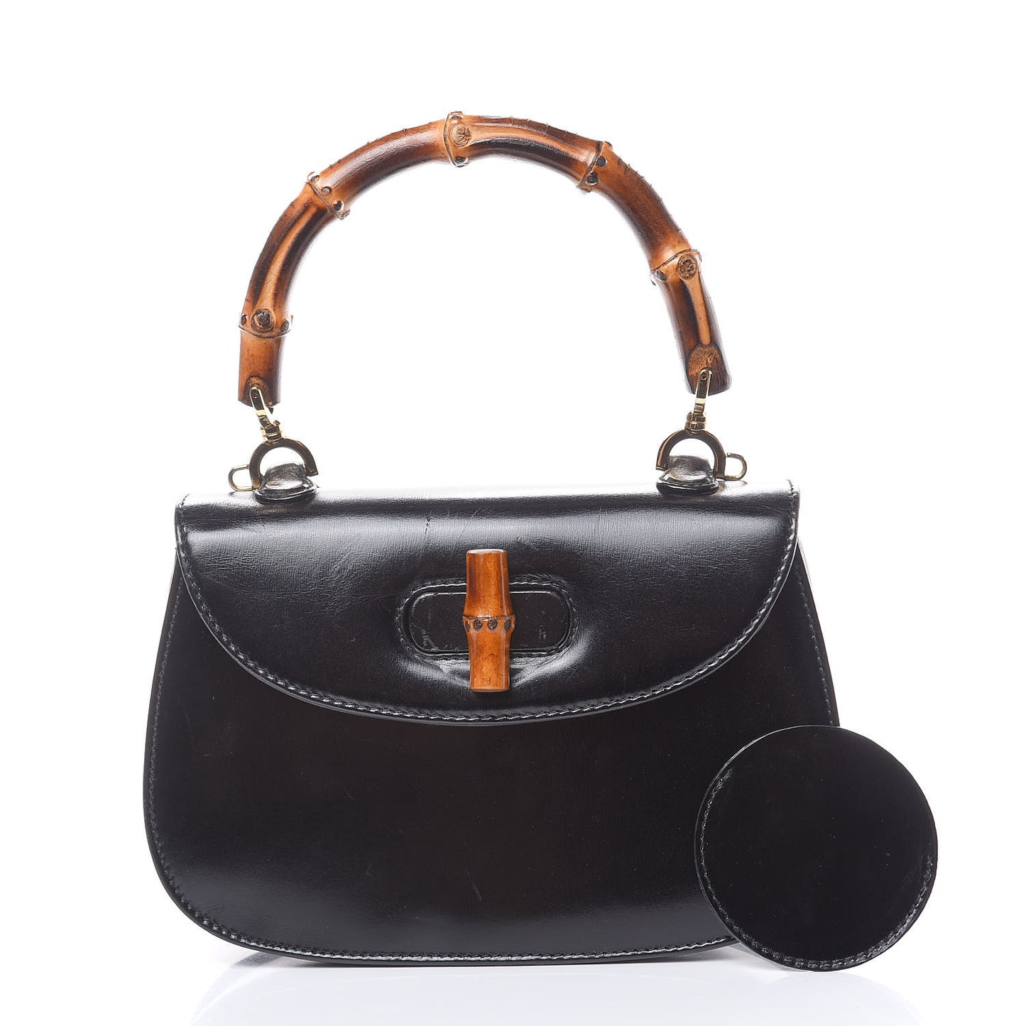 Calfskin Bamboo Top Handle Bag Black